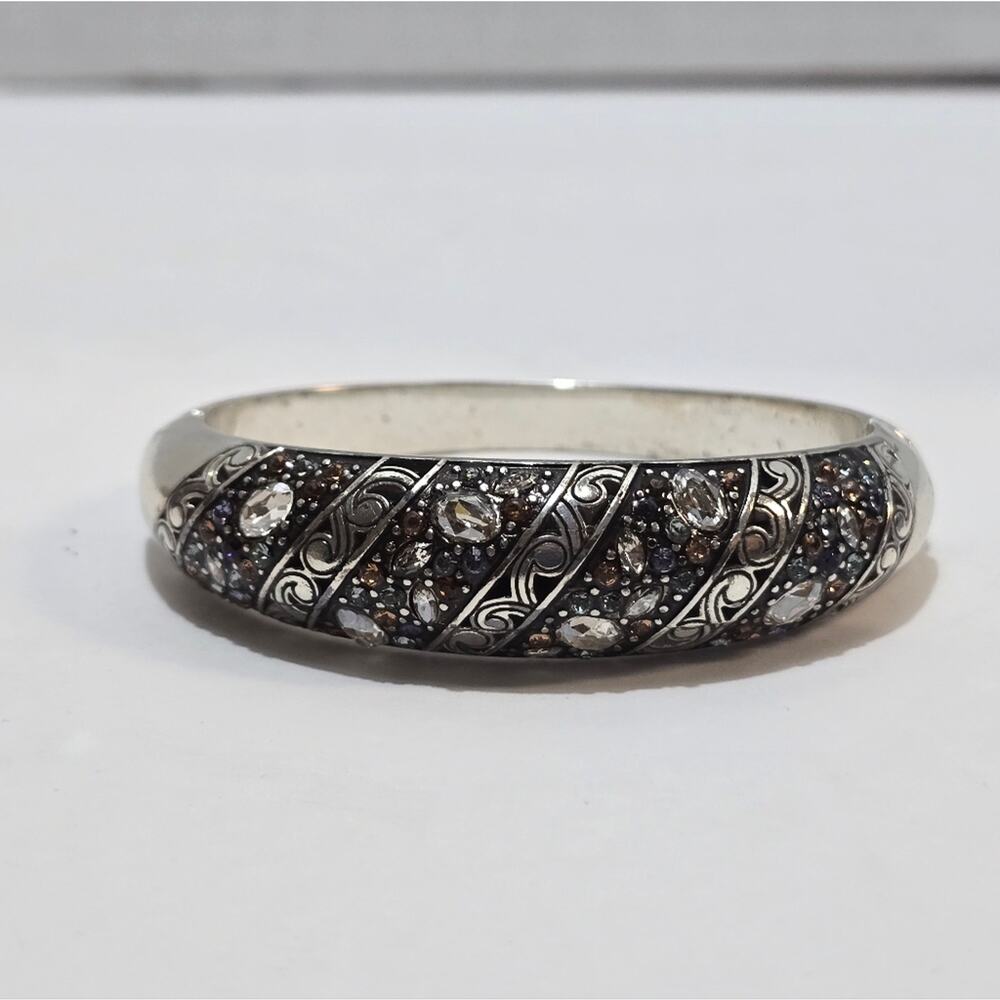 BrightonTrust Your Journey Blue Neutrals Crystal Hinged Bracelet